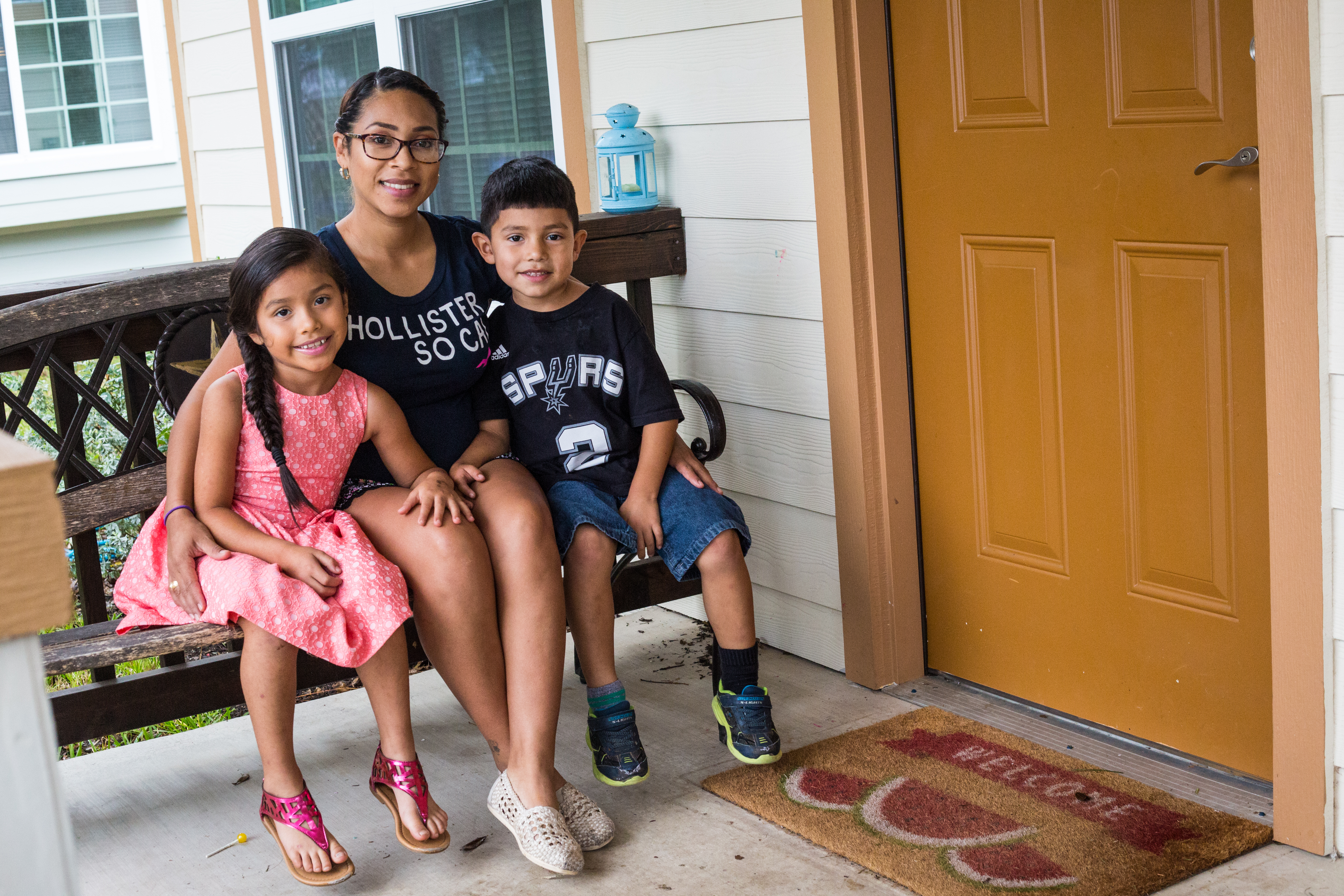 Febe sitting with kids